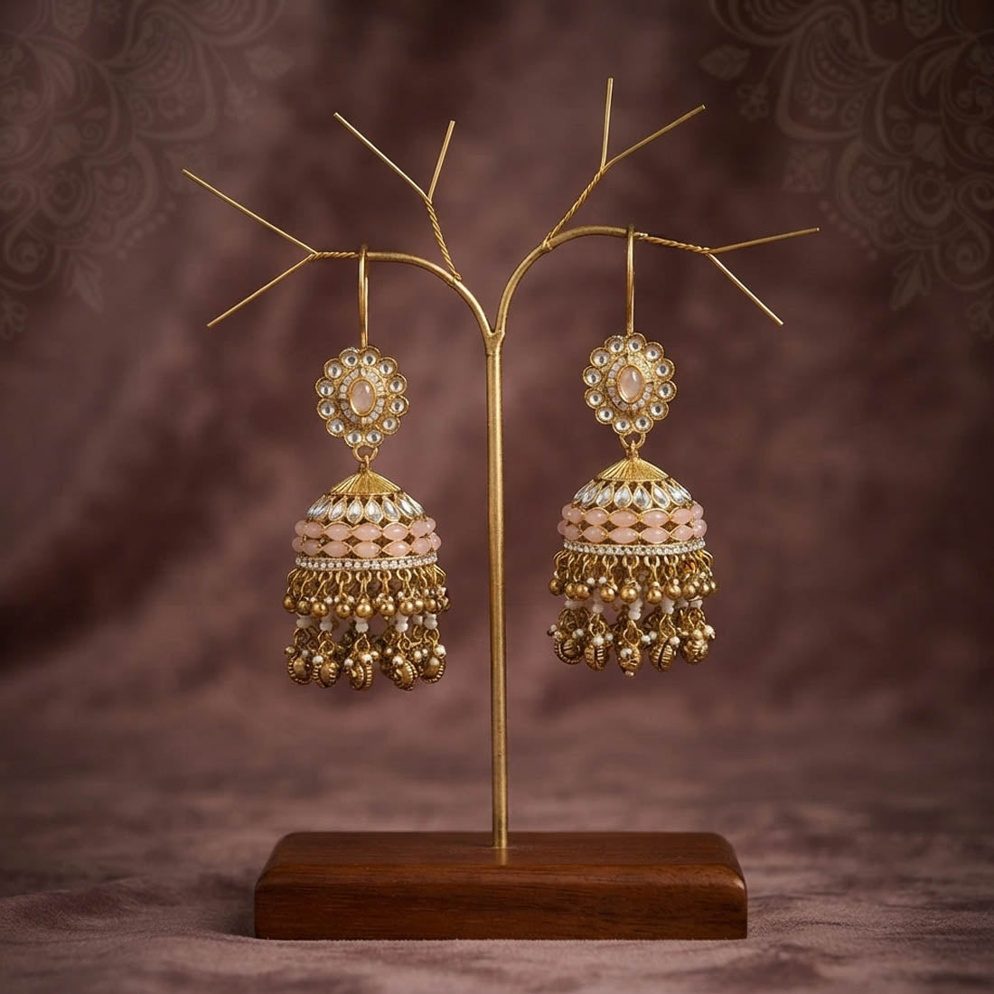 Light Pink Color Kundan Earrings with Beautiful Designer Look