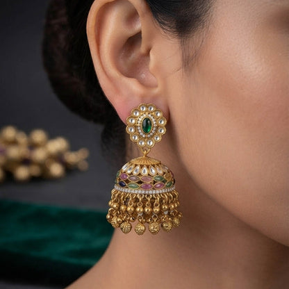 Multi Color Kundan Earrings with Stylish Designer Look