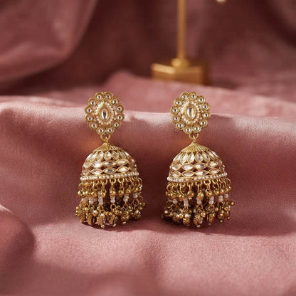 White Color Kundan Earrings with Classic Designer Appeal