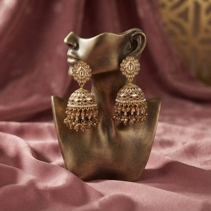 White Color Kundan Earrings with Classic Designer Appeal