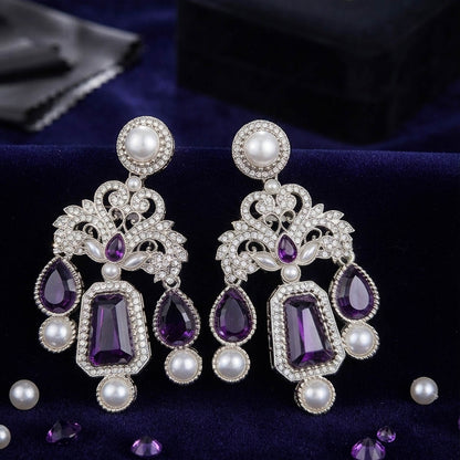 Purple Color Kundan Earrings with Royal Designer Finish