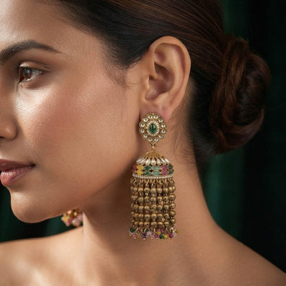Multi Color Kundan Earrings with Beautiful Ethnic Appeal