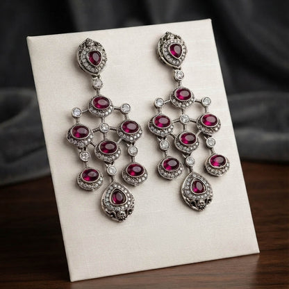 Burgundy Color Kundan Earrings with Royal Ethnic Design