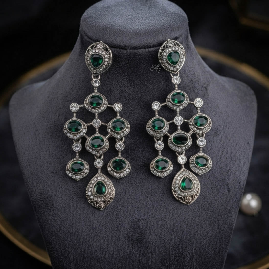 Green Color Kundan Earrings with Royal Designer Style