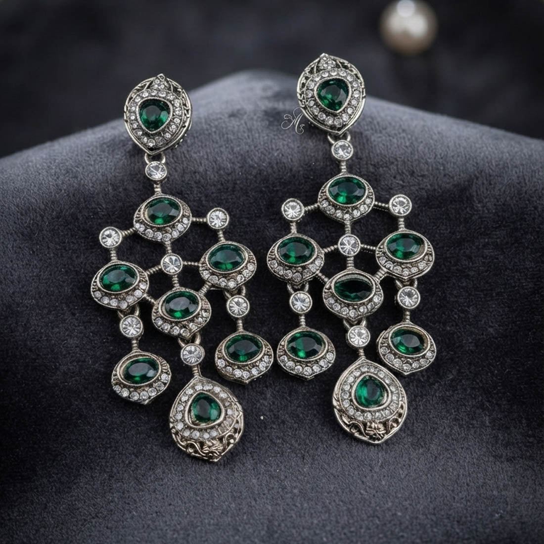 Green Color Kundan Earrings with Royal Designer Style