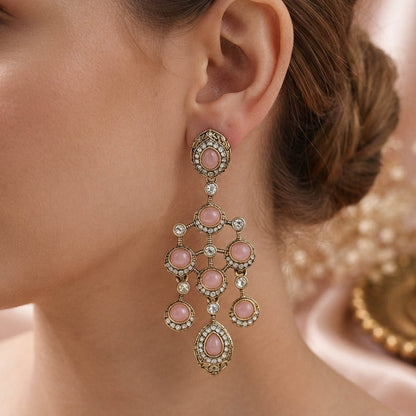 Light Pink Color Kundan Earrings with Royal Designer Look