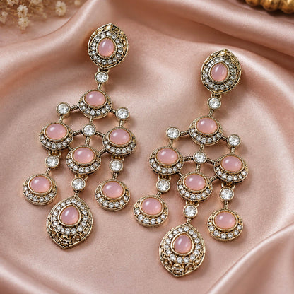 Light Pink Color Kundan Earrings with Royal Designer Look