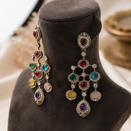 Multi Color Kundan Earrings with Elegant Festive Design