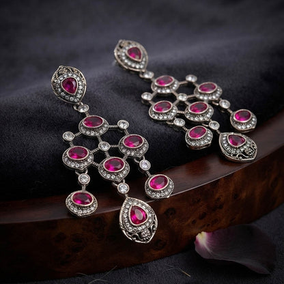 Pink Color Kundan Earrings with Stylish Ethnic Appeal