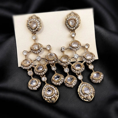 White Color Kundan Earrings with Premium Ethnic Look