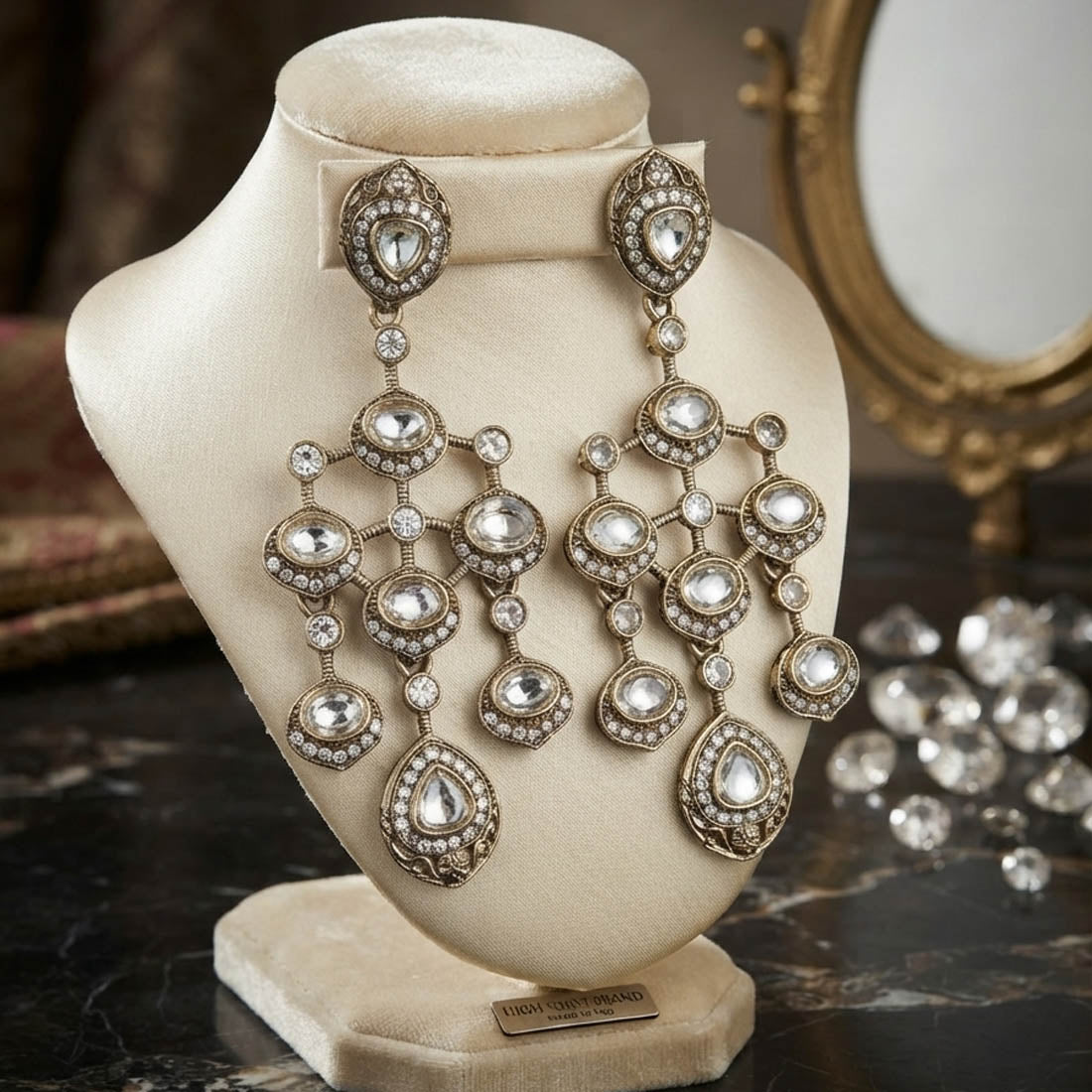 White Color Kundan Earrings with Premium Ethnic Look
