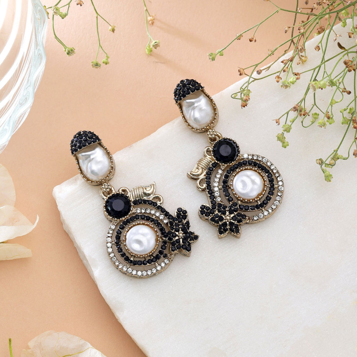 Green Color Turkish Kundan Earrings With Elegant Traditional Jewellery Design For Women
