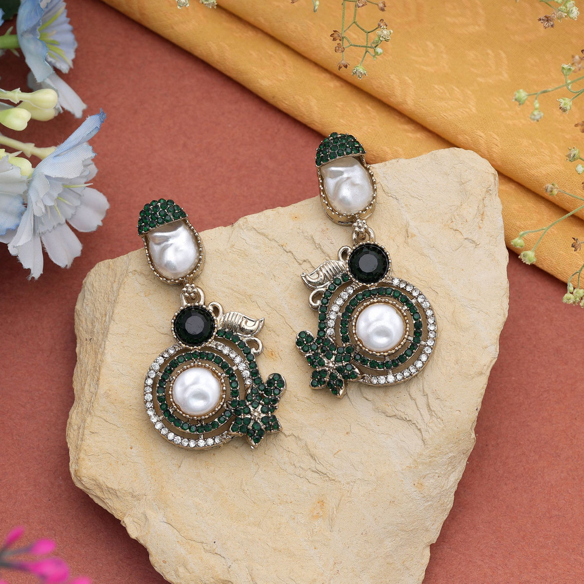 White Color Turkish Kundan Earrings With Stylish Bridal Jewellery Design For Women