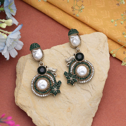 White Color Turkish Kundan Earrings With Stylish Bridal Jewellery Design For Women