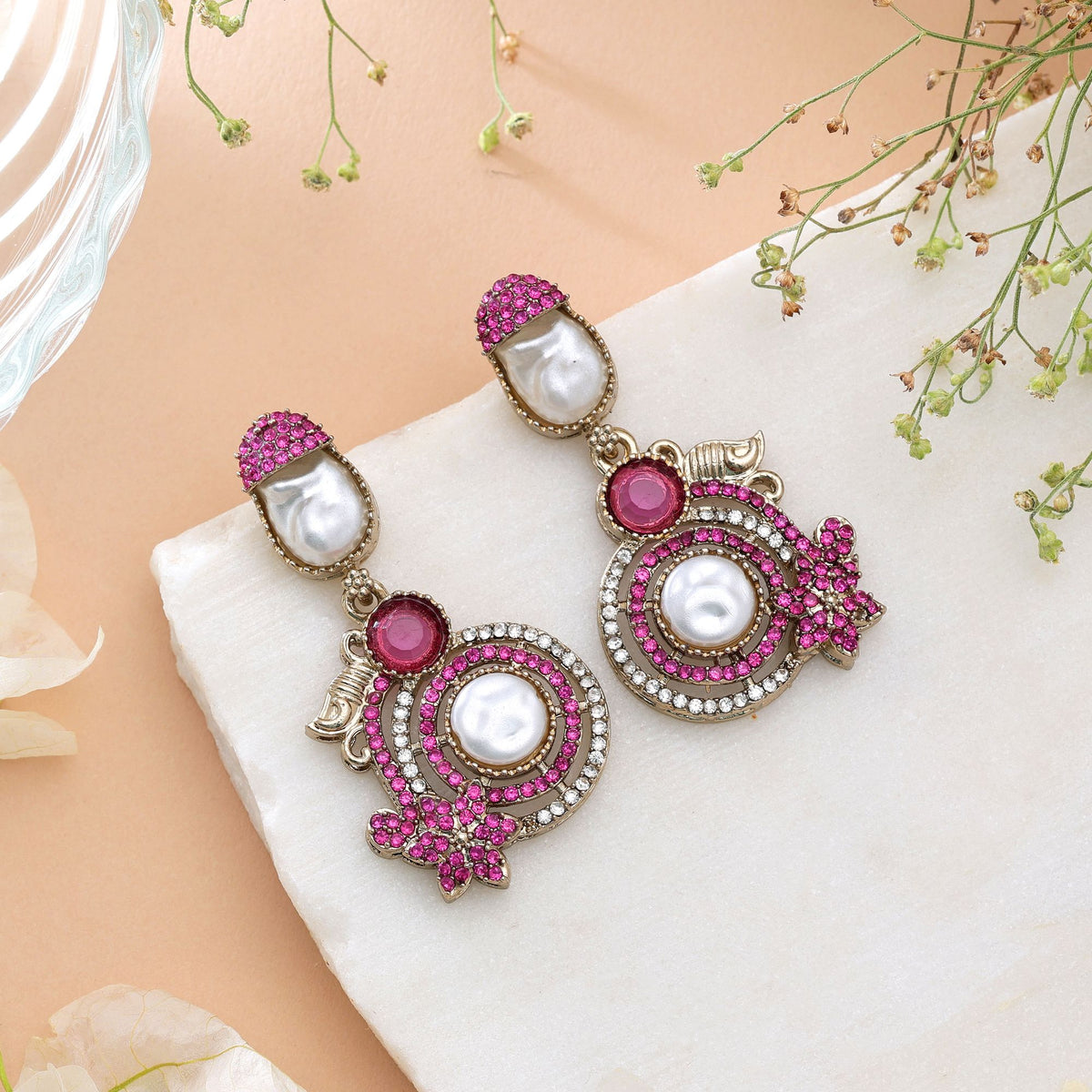 Rama Green Color Turkish Kundan Earrings With Elegant Bridal Jewellery Design For Women