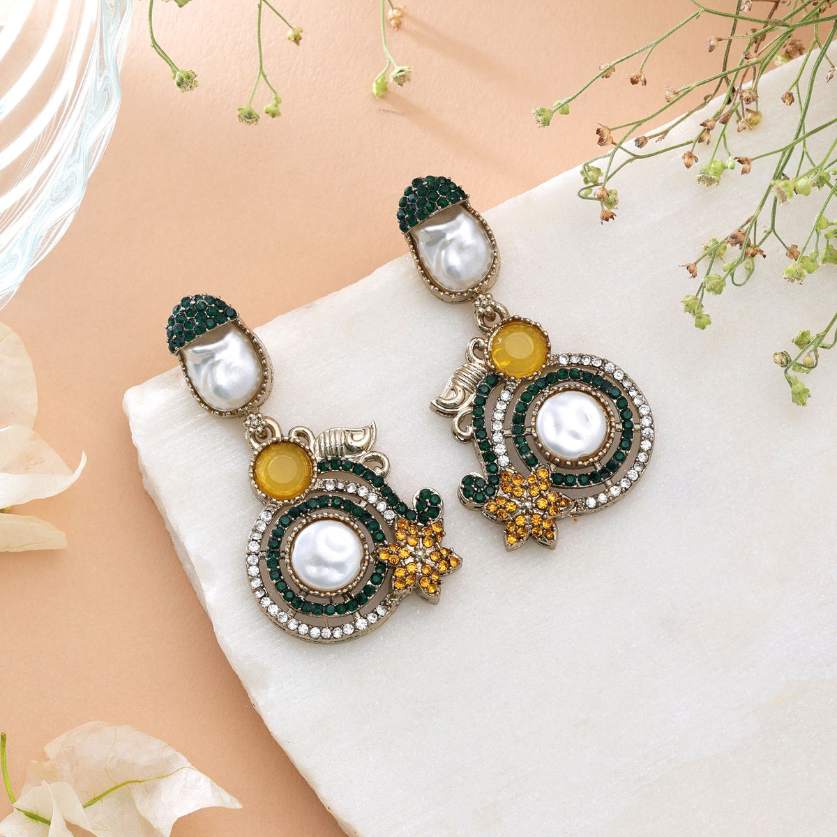 Multi Color Turkish Kundan Earrings With Elegant Traditional Jewellery Design For Women