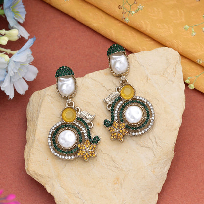Multi Color Turkish Kundan Earrings With Elegant Traditional Jewellery Design For Women