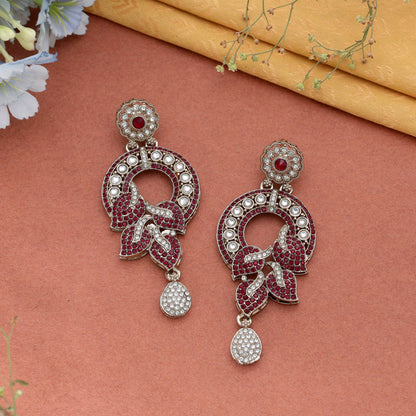 Black Color Turkish Kundan Earrings With Elegant Traditional Jewellery Design For Women