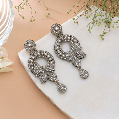 Green Color Turkish Kundan Earrings With Stylish Traditional Jewellery Design For Women