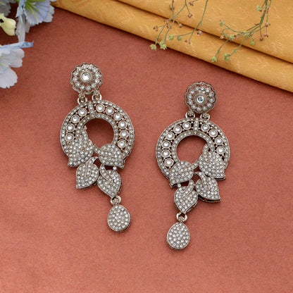 Green Color Turkish Kundan Earrings With Stylish Traditional Jewellery Design For Women