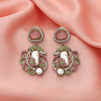 Delicate Soft Light Pink & Light Green Color Turkish Kundan Jewelry