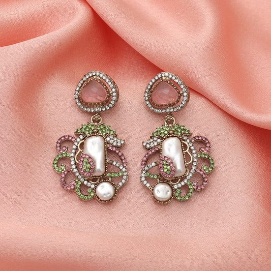 Delicate Soft Light Pink & Light Green Color Turkish Kundan Jewelry
