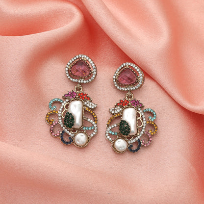 Vibrant Heritage Multi Color Turkish Kundan Earrings For Festival Celebration Looks