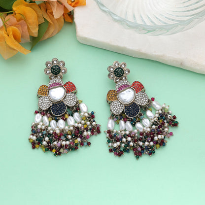 Multi Color Turkish Kundan Earrings With Elegant Traditional Jewellery Design For Women