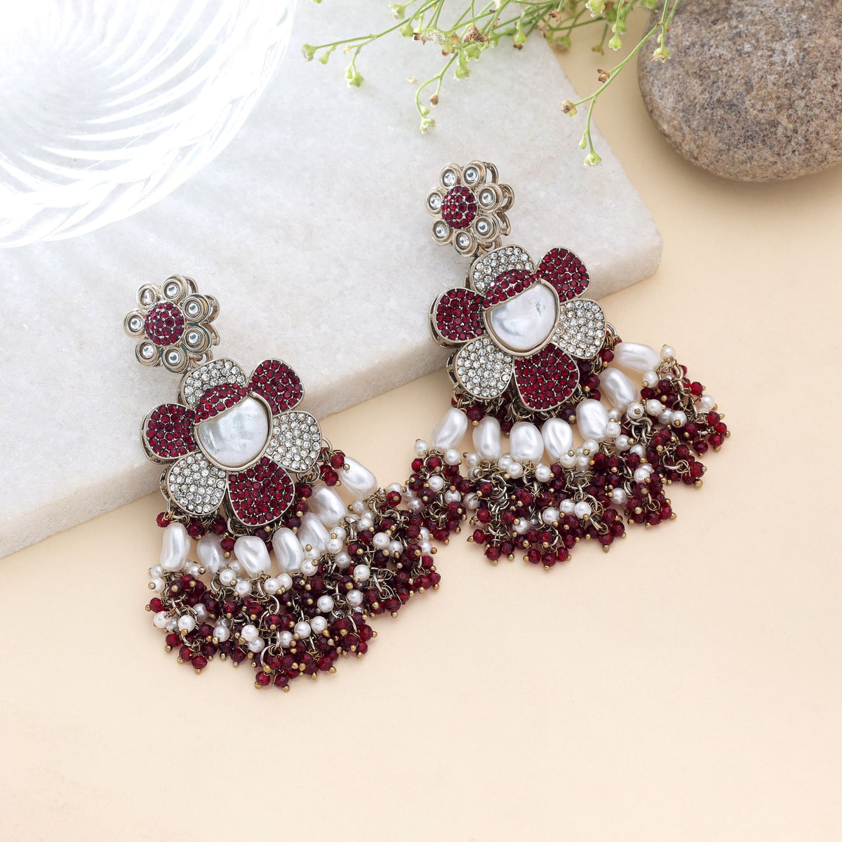 Rama Green Color Turkish Kundan Earrings With Stylish Bridal Jewellery Design For Women