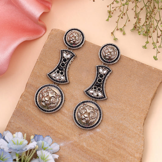 Bold Midnight Black Color Kundan Jhumka Earrings For Modern Indo Western Dresses