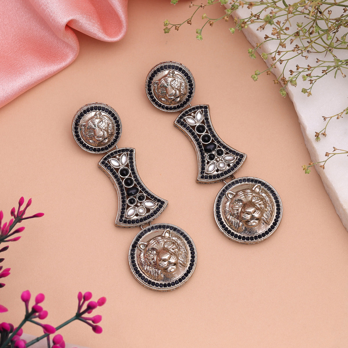 Bold Midnight Black Color Kundan Jhumka Earrings For Modern Indo Western Dresses