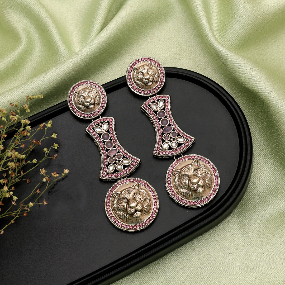 Soft Light Pink Color Kundan Drop Earrings For Delicate Ethnic Dress