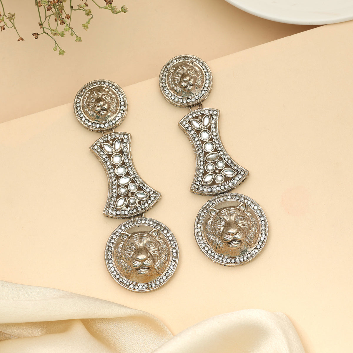 Classic Pure White Color Kundan Drop Earrings For Traditional Women Wear