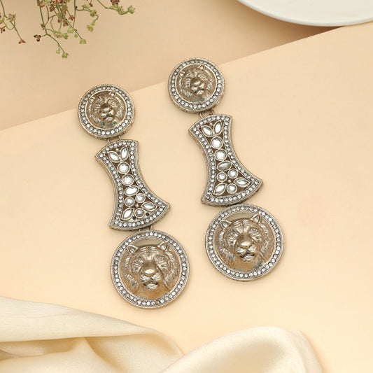 Classic Pure White Color Kundan Drop Earrings For Traditional Women Wear