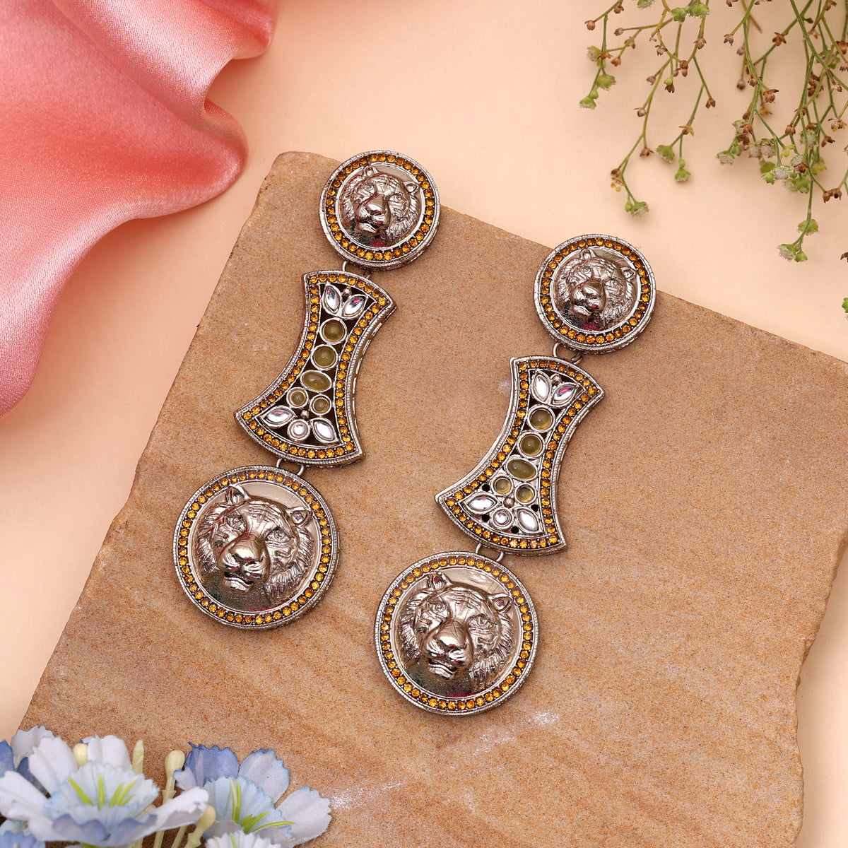 Bright Sunshine Yellow Color Kundan Drop Earrings For Festive Haldi Functions
