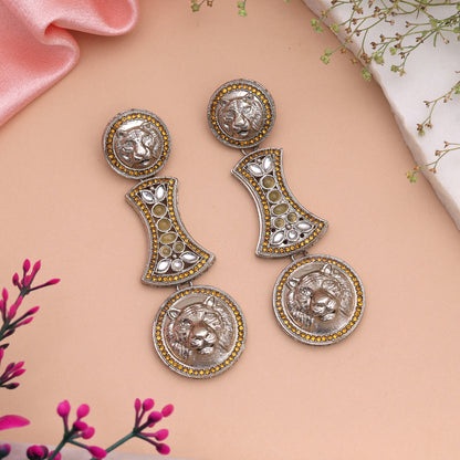 Bright Sunshine Yellow Color Kundan Drop Earrings For Festive Haldi Functions
