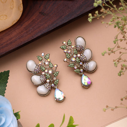 Refreshing Mint Light Green Color Kundan Jhumka Earrings For Spring Weddings