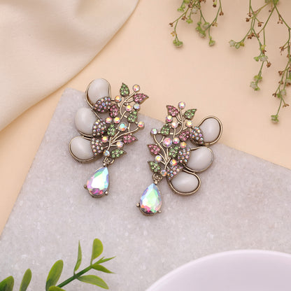 Pastel Light Pink Light Green Color Kundan Earrings For Festive Function