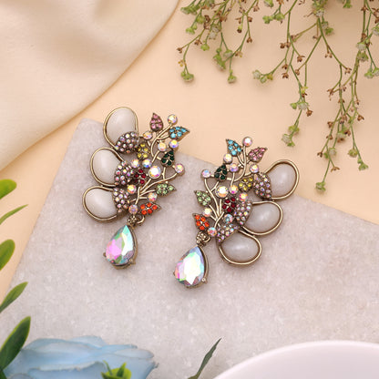 Vibrant Festival Multi Color Kundan Jhumka Earrings For Traditional Celebrations