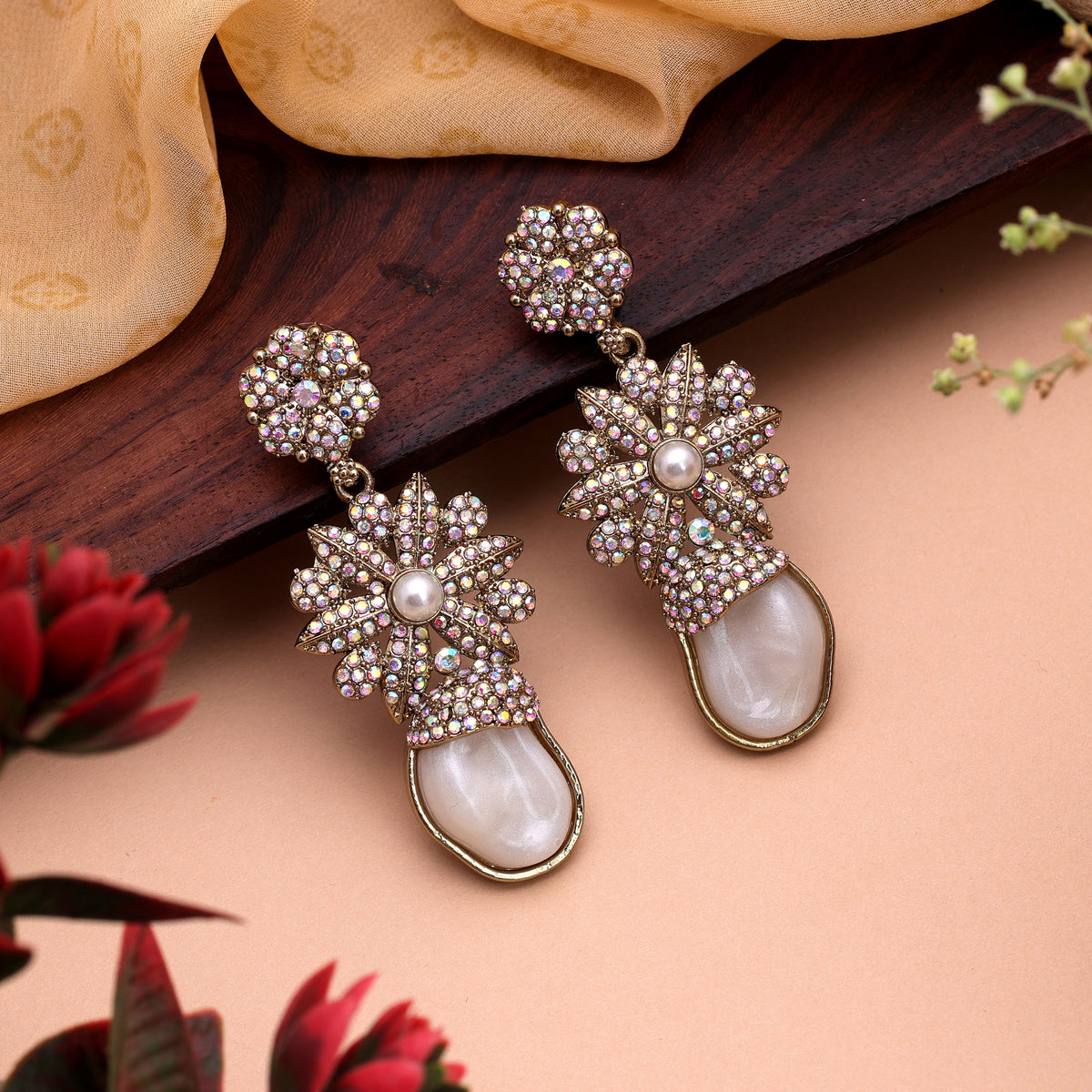 Eye Catching Bright Rainbow Color Kundan Statement Earrings For Festival Nights