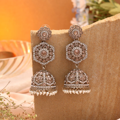 Luxurious Gold Color Kundan Earrings Jhumka Offering a Classic Heritage Look