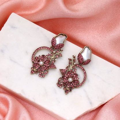 Subtle Soft Light Pink Color Turkish Kundan Earrings Designed For Daily Celebrations