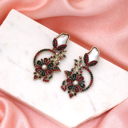 Classic Maroon & Green Color Turkish Kundan Earrings Specially Crafted For Weddings
