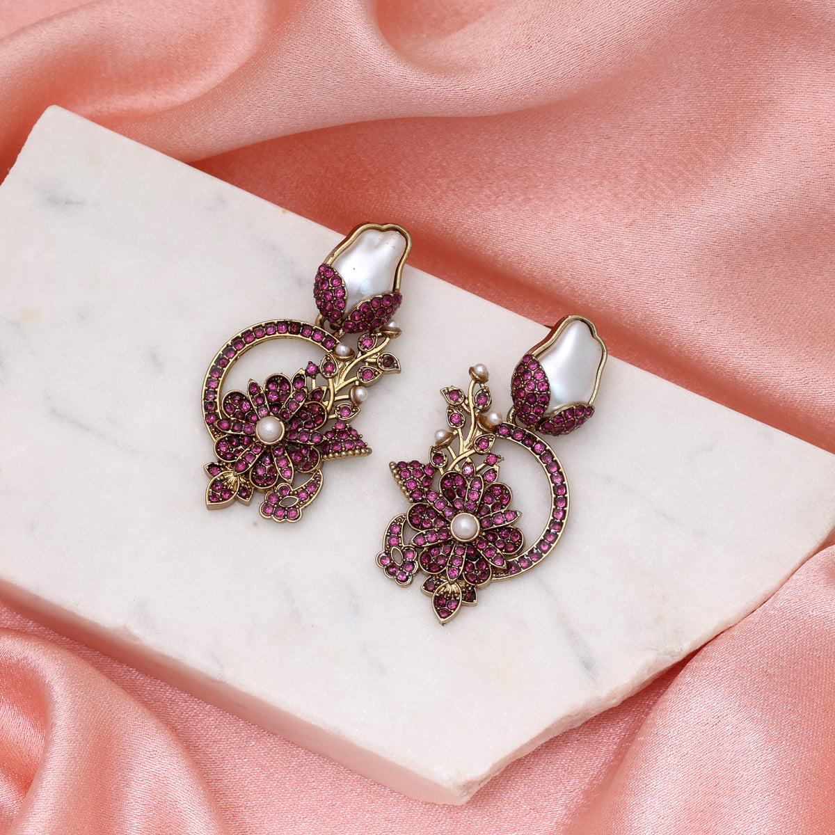 Lovely Rose Pink Color Turkish Kundan Earrings Created For Minimalist Festive Wear