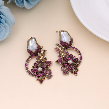 Lovely Rose Pink Color Turkish Kundan Earrings Created For Minimalist Festive Wear