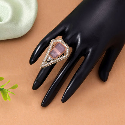 Light Pink Color Kundan Ring with Sparkling Ethnic Party Wear Designer Look