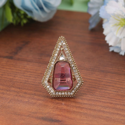 Purple Color Kundan Ring Featuring Classic Traditional Handmade Fashion Jewelry Style