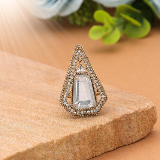 White Color Kundan Ring with Elegant Traditional Designer Ethnic Jewelry Statement Style