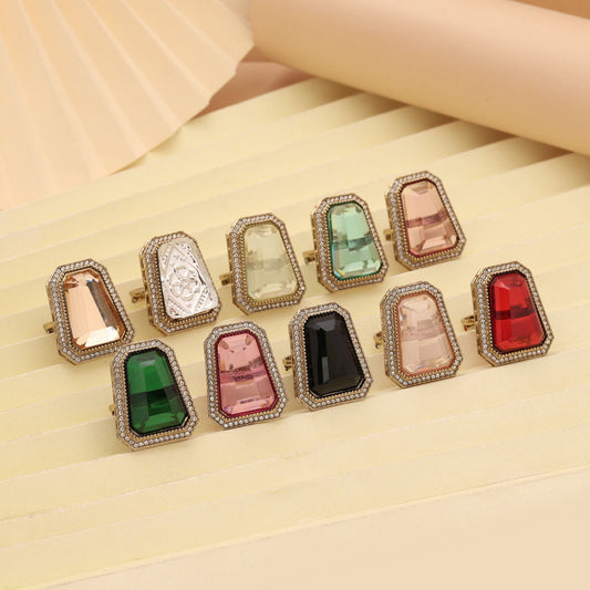 Assorted Color Combo Of 10 Pieces Kundan Rings (FNKDR102CMB)