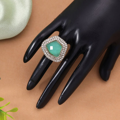 Paris Green Color Stone Ring Featuring Elegant Designer Traditional Jewelry Style